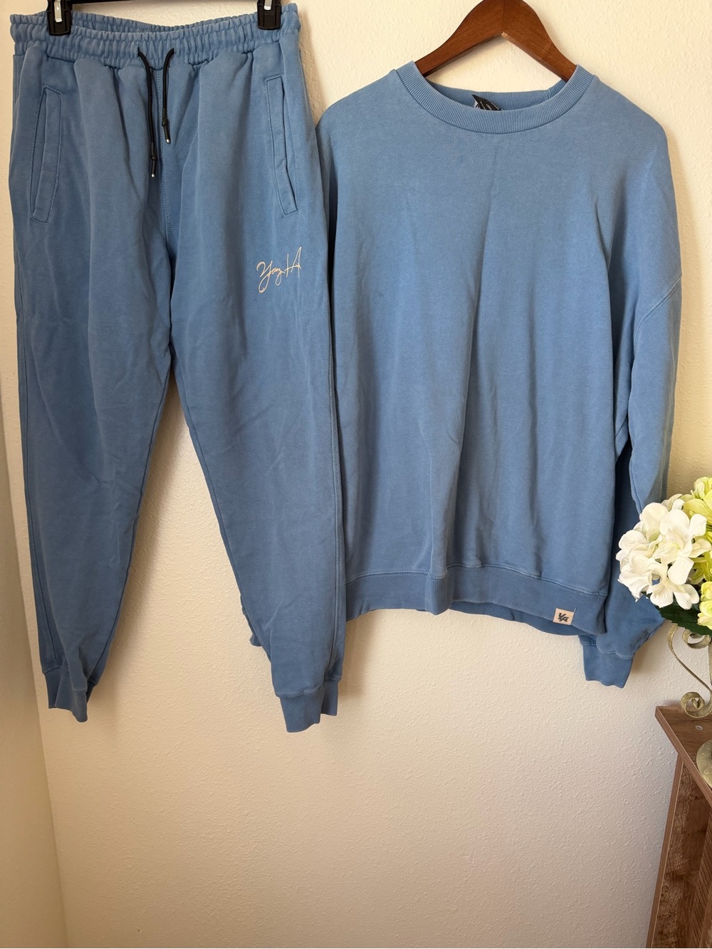 YoungLA Light Blue Crewneck Sweater and matching Joggers